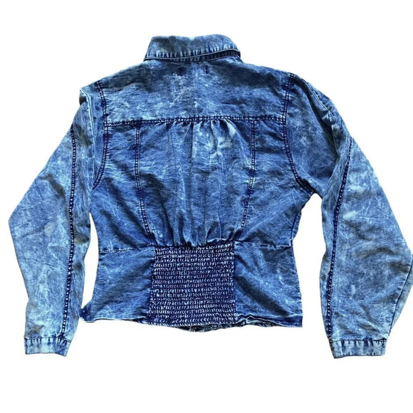 Thrill Jeans Denim Shirt, Medium, Pearl Snap‎ 80's Acid Washed Western Smocking - Picture 8 of 12